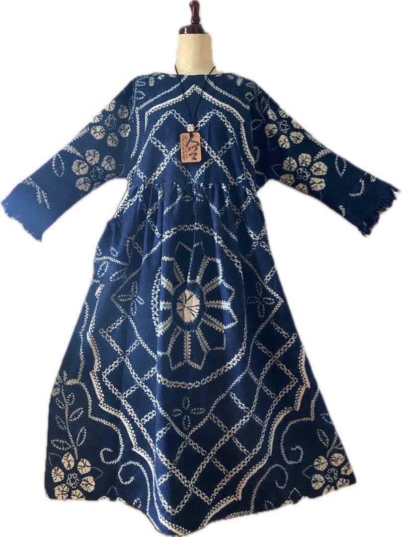 有松絞り❣️風呂敷　　リメイク　ワンピース　藍染❣️