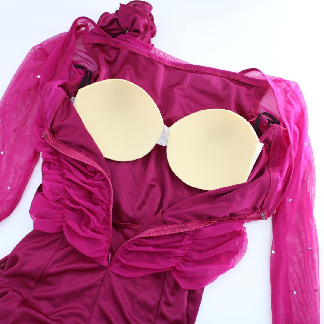 【美品 日本製 社交ダンス衣装】パープル SUNLINE ワンピース ドレス