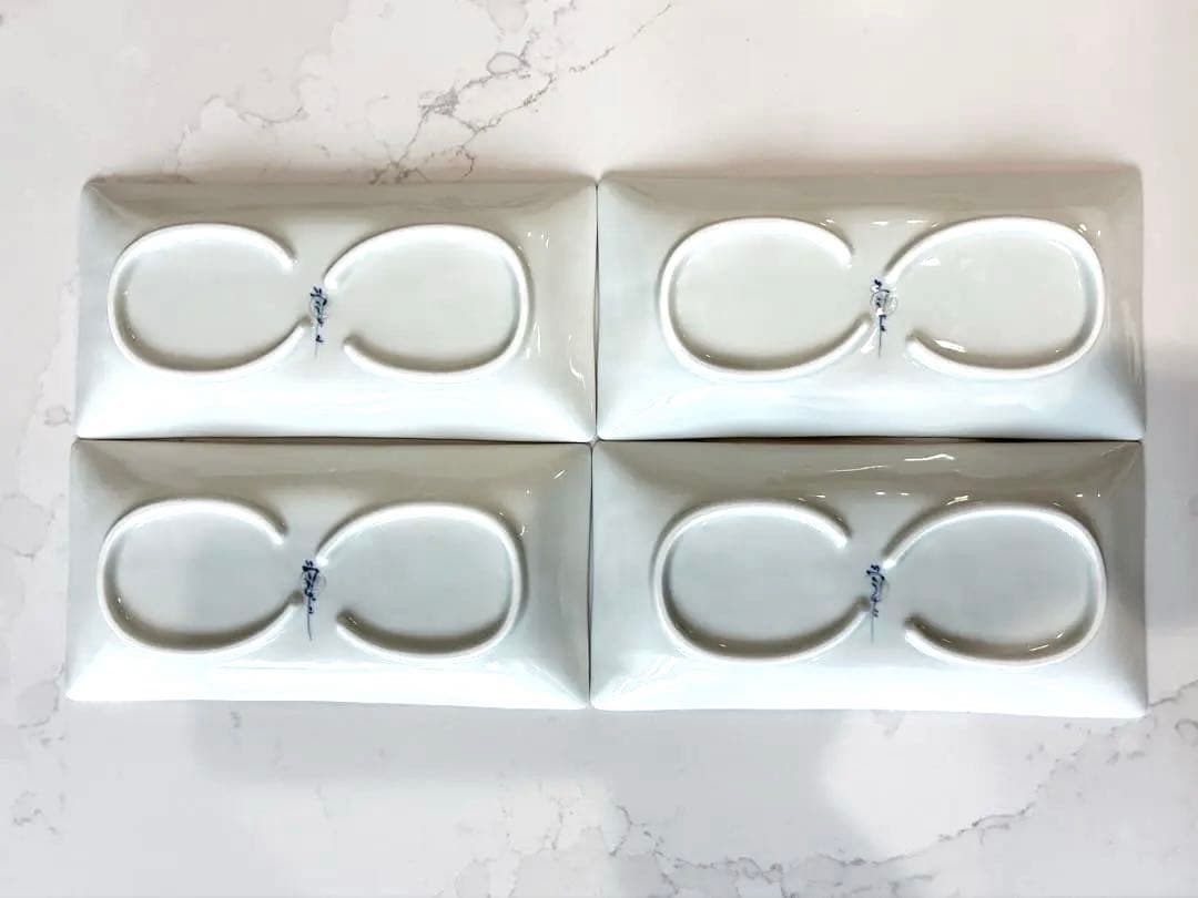 ✨新品✨有田焼　そうた窯　染付花弁紋　長角皿　4枚セット　2枚セット　和食器