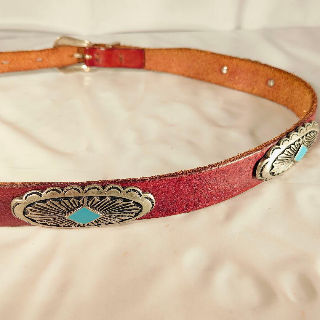 【ヴィンテージ】PUNTO VITA 高級碧ターコイズコンチョベルト　イタリア製