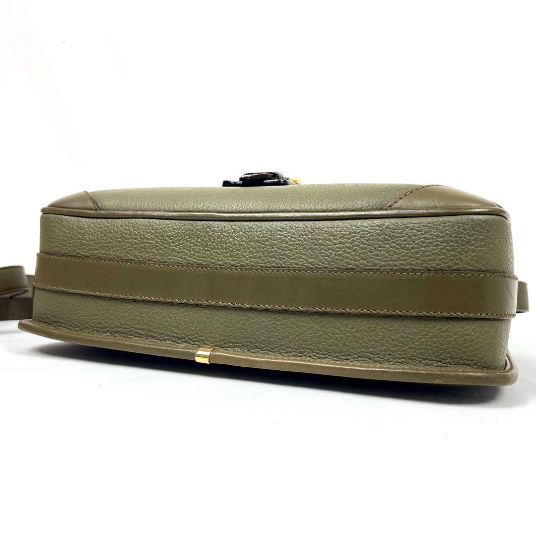 グッチ　ショルダーバッグ　ビンテージ　レザー　極美品　レディース　希少色