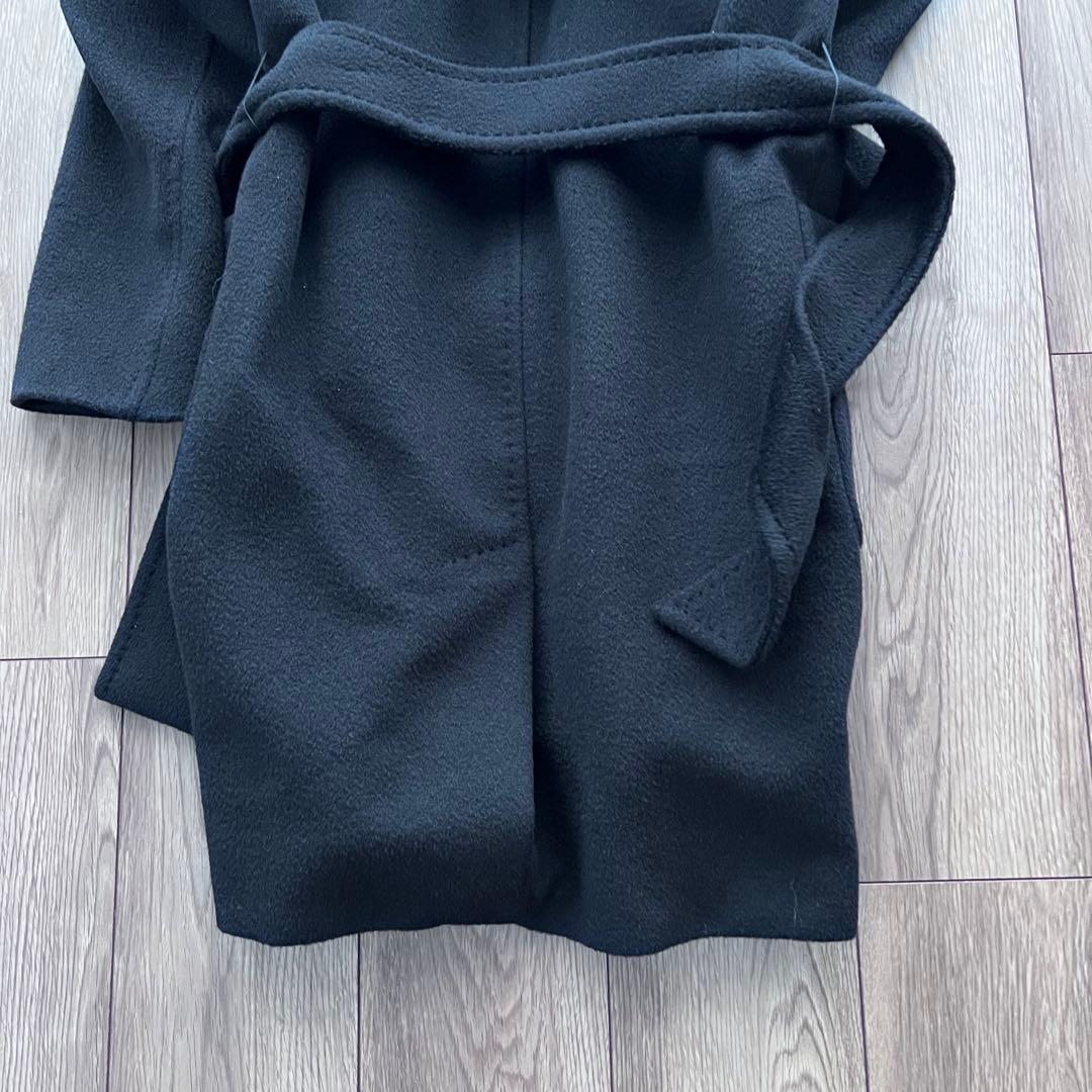 MAX MARAリアルトキャメル 100% フーデット コート - Black