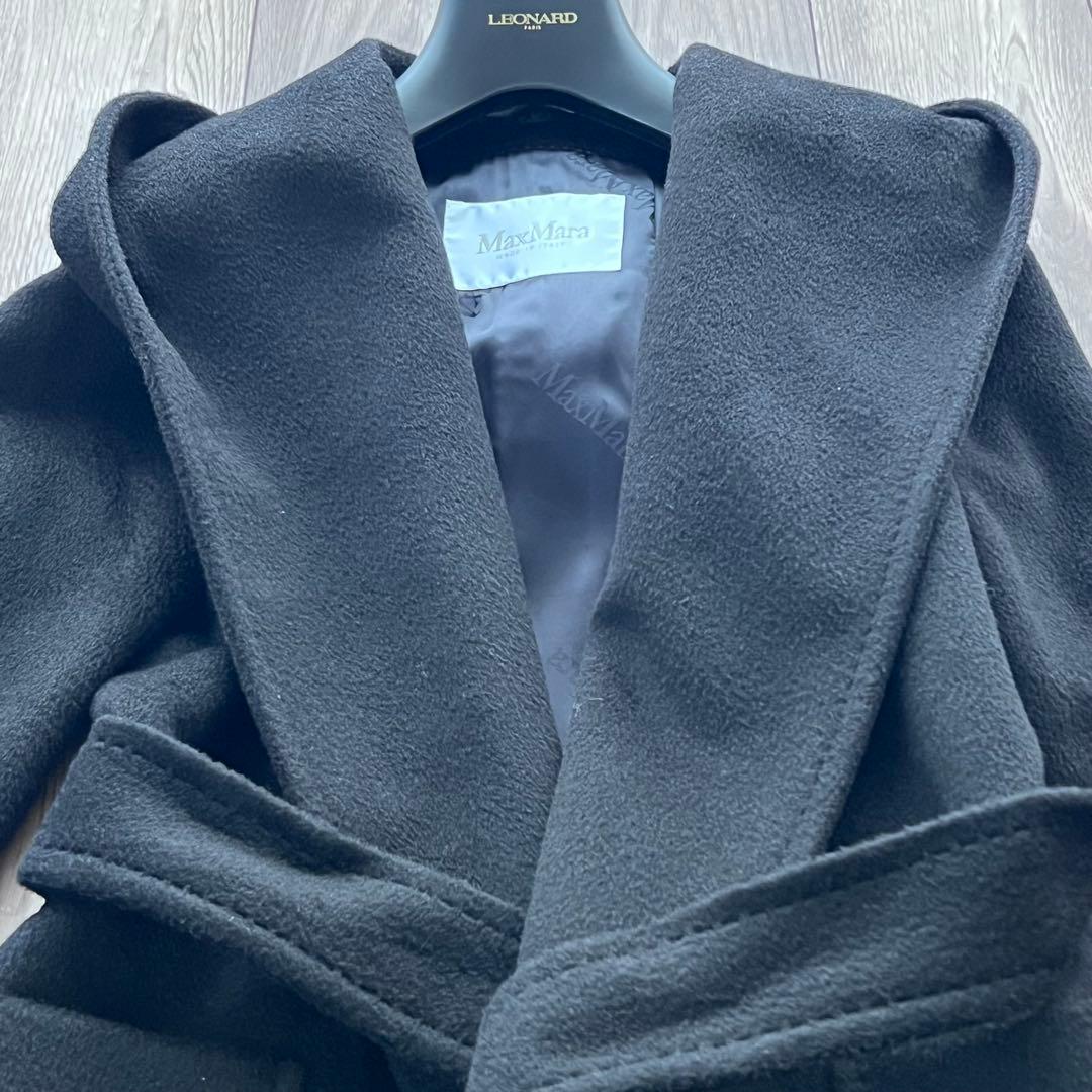 MAX MARAリアルトキャメル 100% フーデット コート - Black