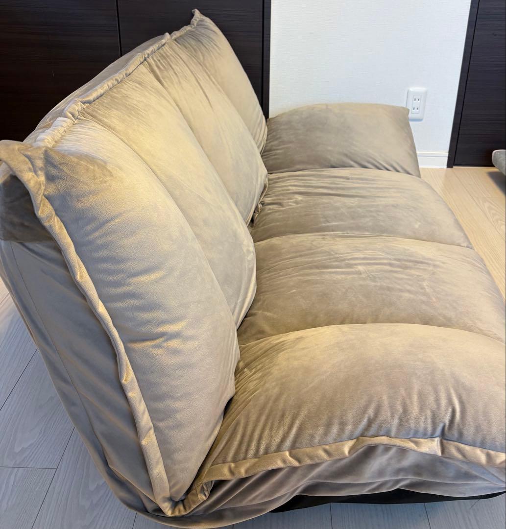 引取限定　LOWYA フロアソファ グレー 美品　2人掛け・3人掛けソファ