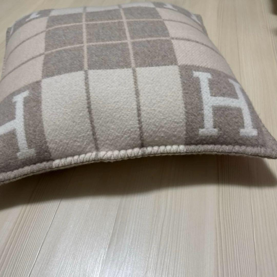 エルメス　チェック柄ウール風クッション2色セット