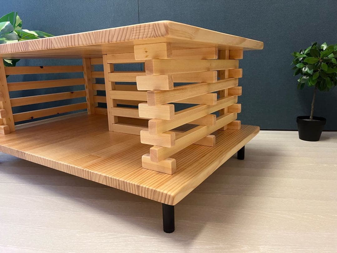 【在庫整理】 ローテーブル 和風 木組格子形 90cm 60cm パイン Nt