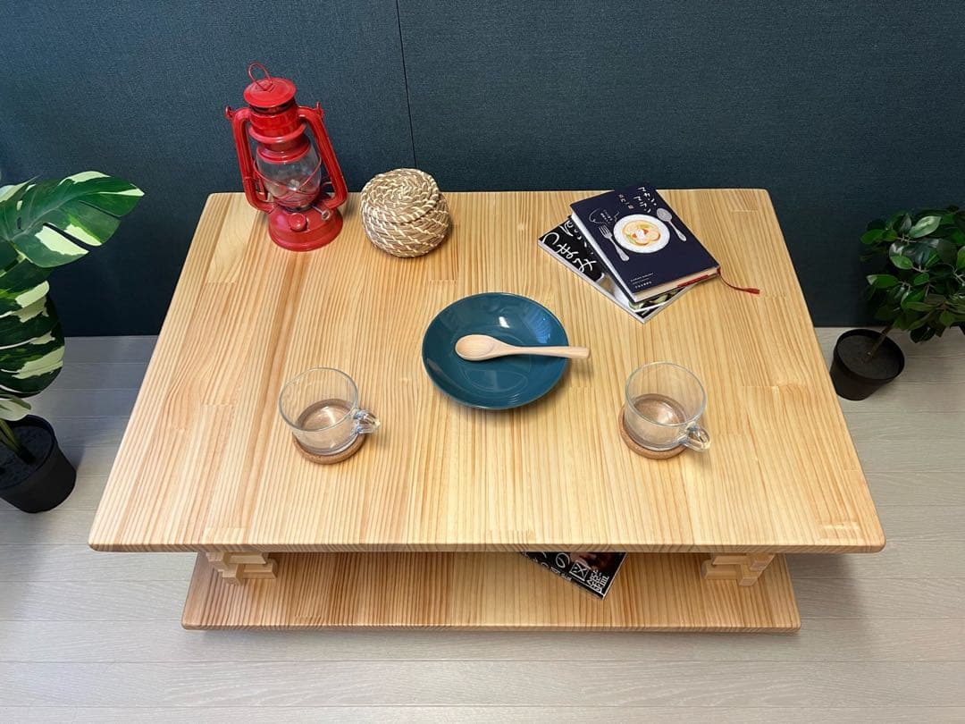 【在庫整理】 ローテーブル 和風 木組格子形 90cm 60cm パイン Nt