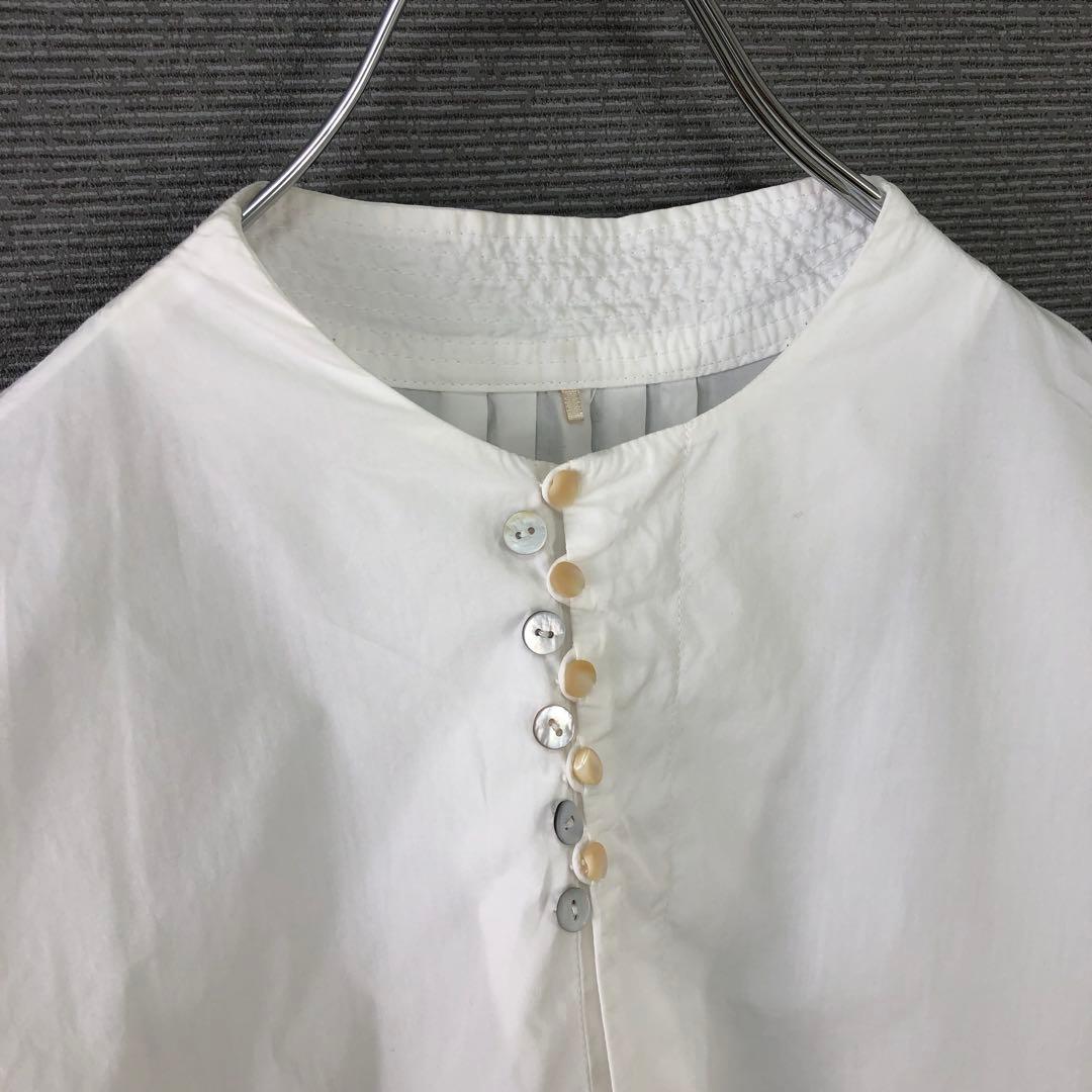 PallasPalace パラスパレス ノーカラーシャツ ブラウス ホワイト