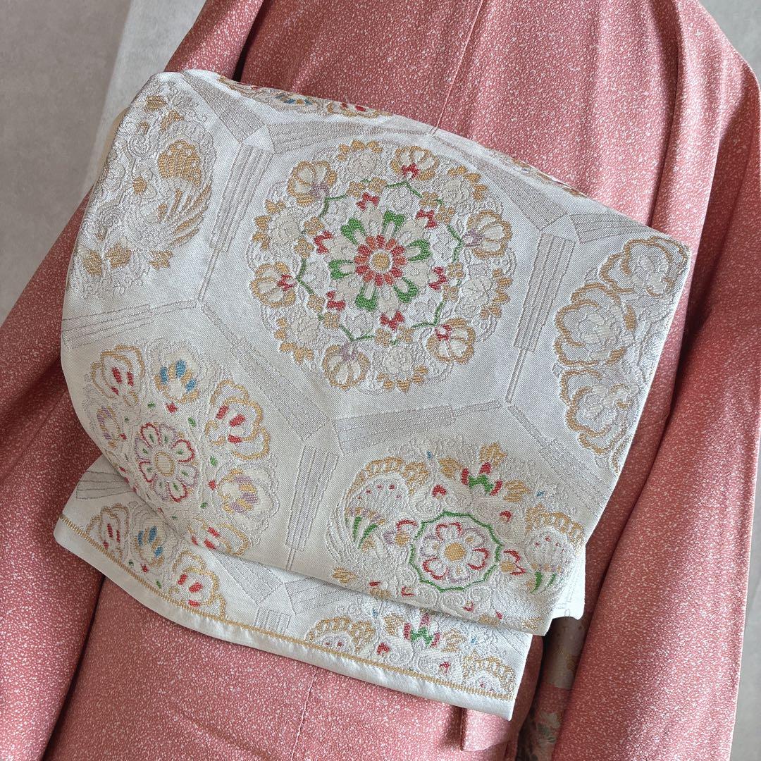 訪問着　フルセット　着物　正絹　トールサイズ　金彩　御所車　古典　G10