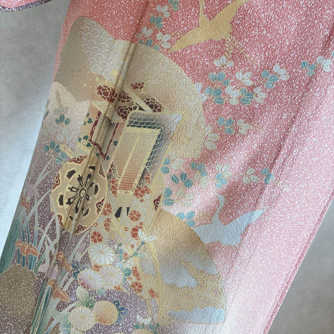 訪問着　フルセット　着物　正絹　トールサイズ　金彩　御所車　古典　G10