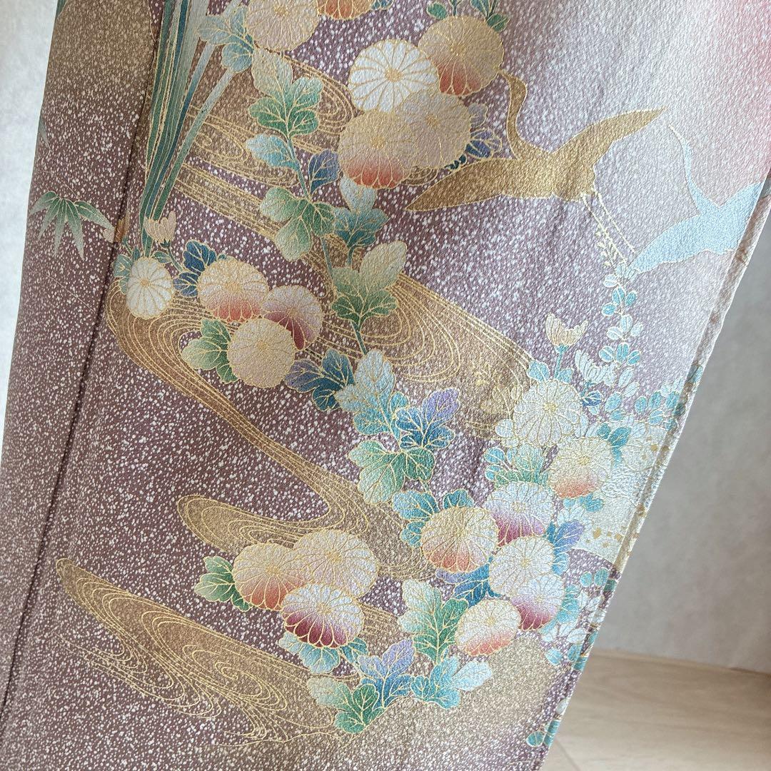 訪問着　フルセット　着物　正絹　トールサイズ　金彩　御所車　古典　G10