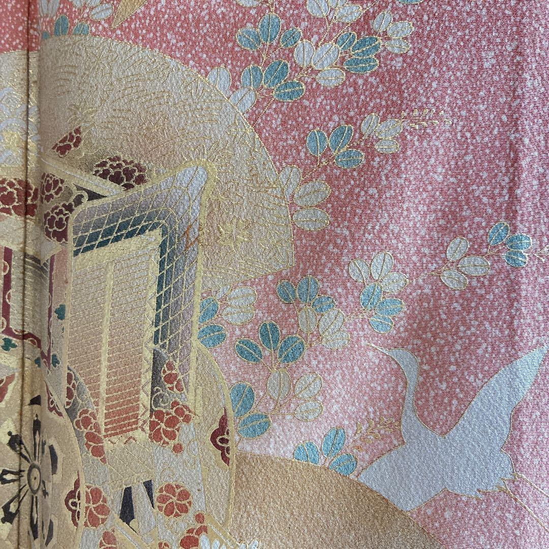 訪問着　フルセット　着物　正絹　トールサイズ　金彩　御所車　古典　G10