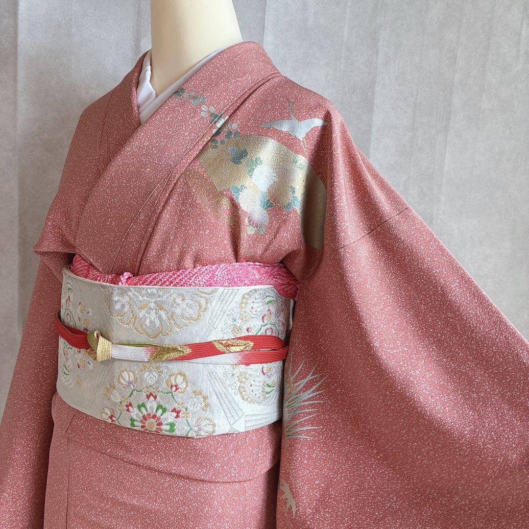 訪問着　フルセット　着物　正絹　トールサイズ　金彩　御所車　古典　G10