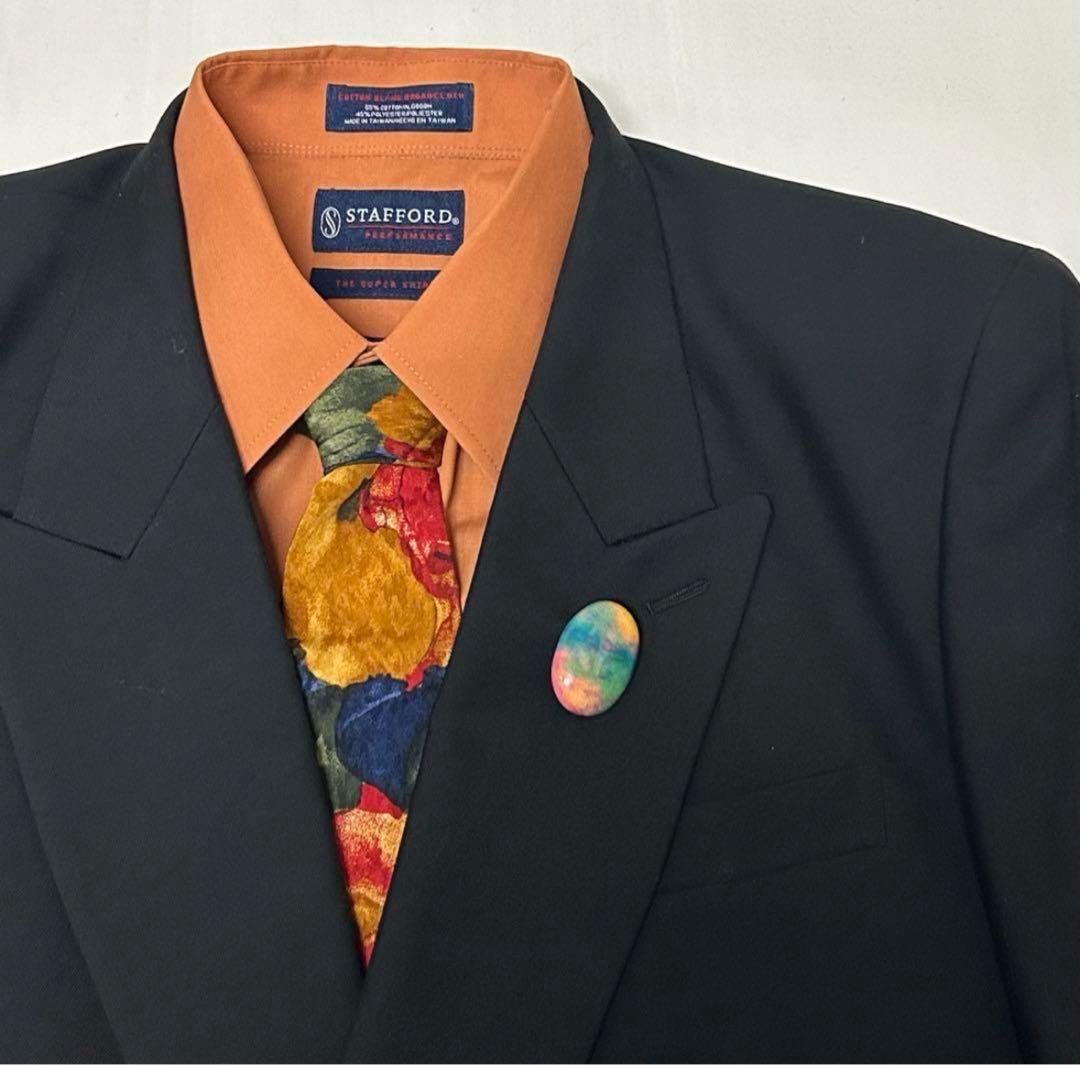 STAFFORD ブラック ダブルブレストスーツ