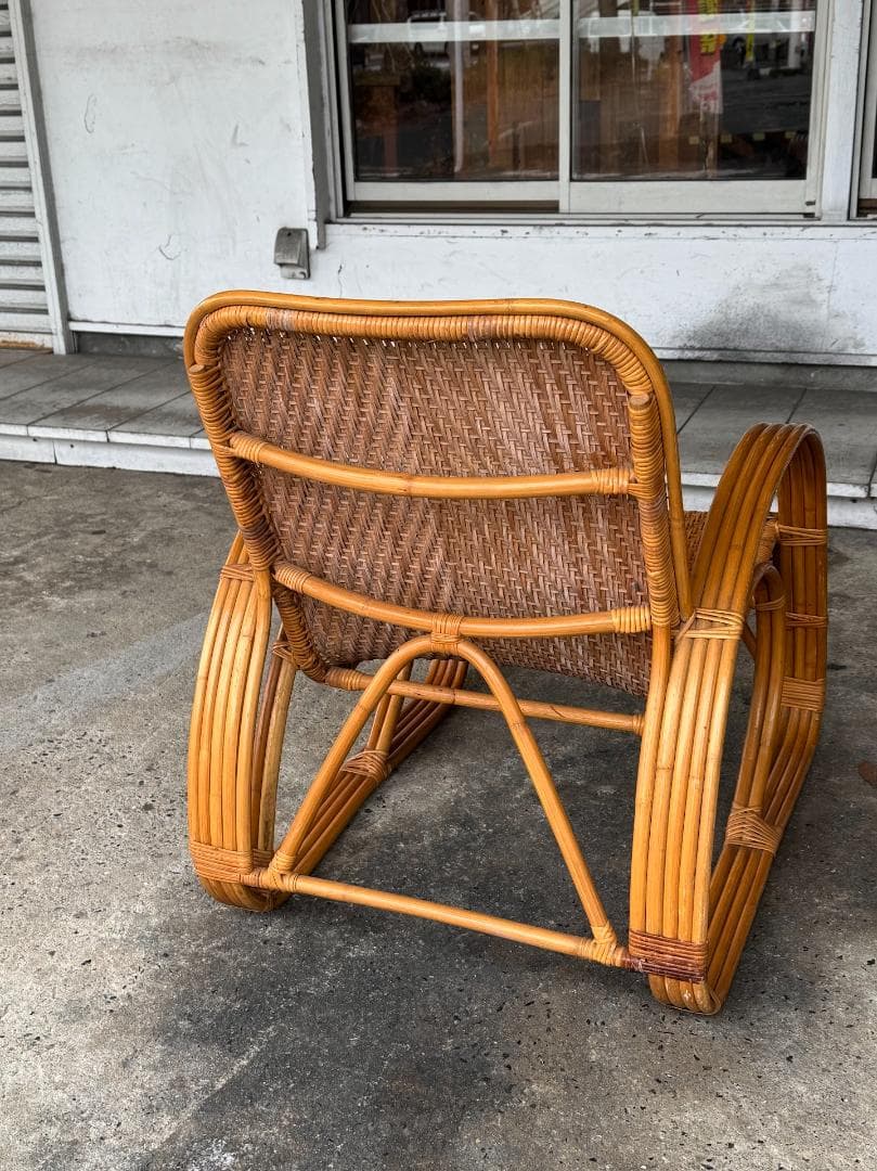 ラタンラウンジチェア_A　ヴィンテージ　北欧　アンティーク　パーソナルチェア