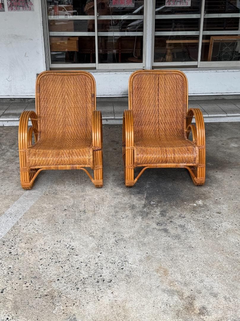 ラタンラウンジチェア_A　ヴィンテージ　北欧　アンティーク　パーソナルチェア