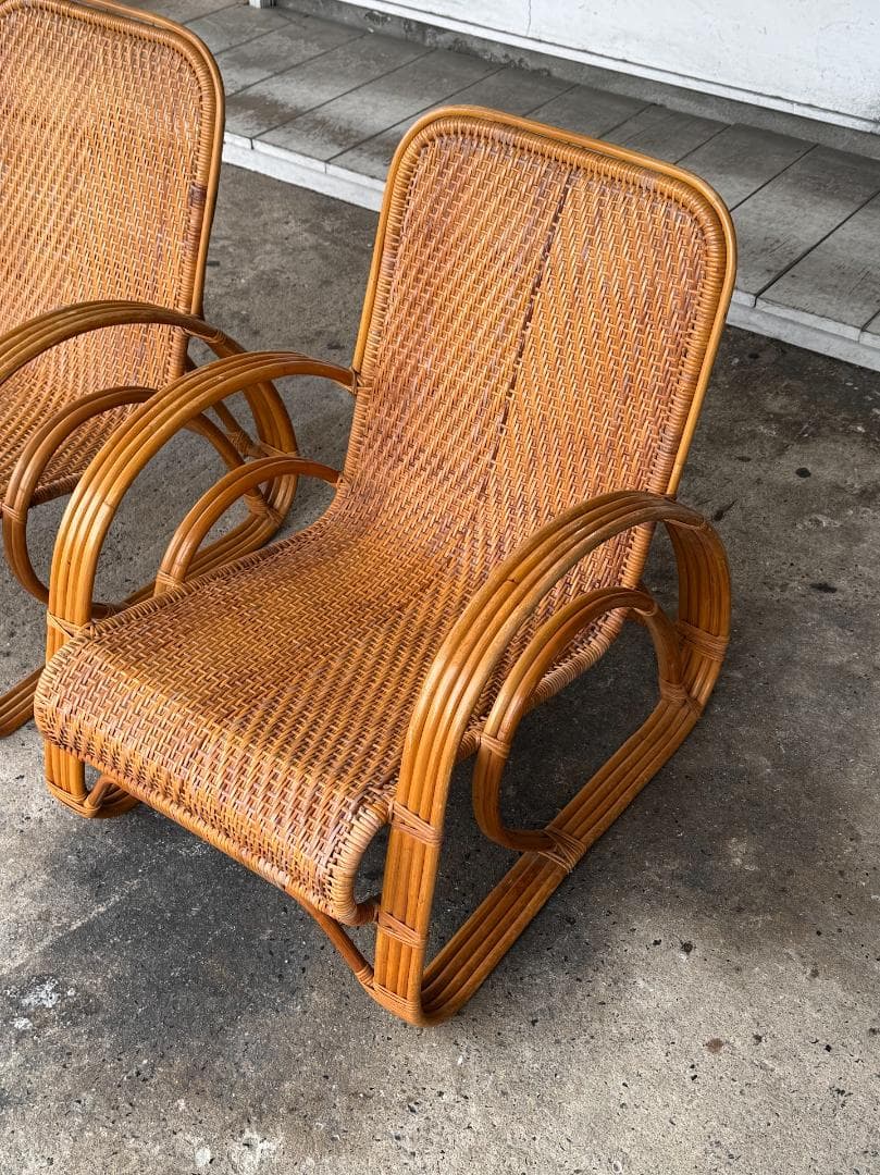 ラタンラウンジチェア_A　ヴィンテージ　北欧　アンティーク　パーソナルチェア