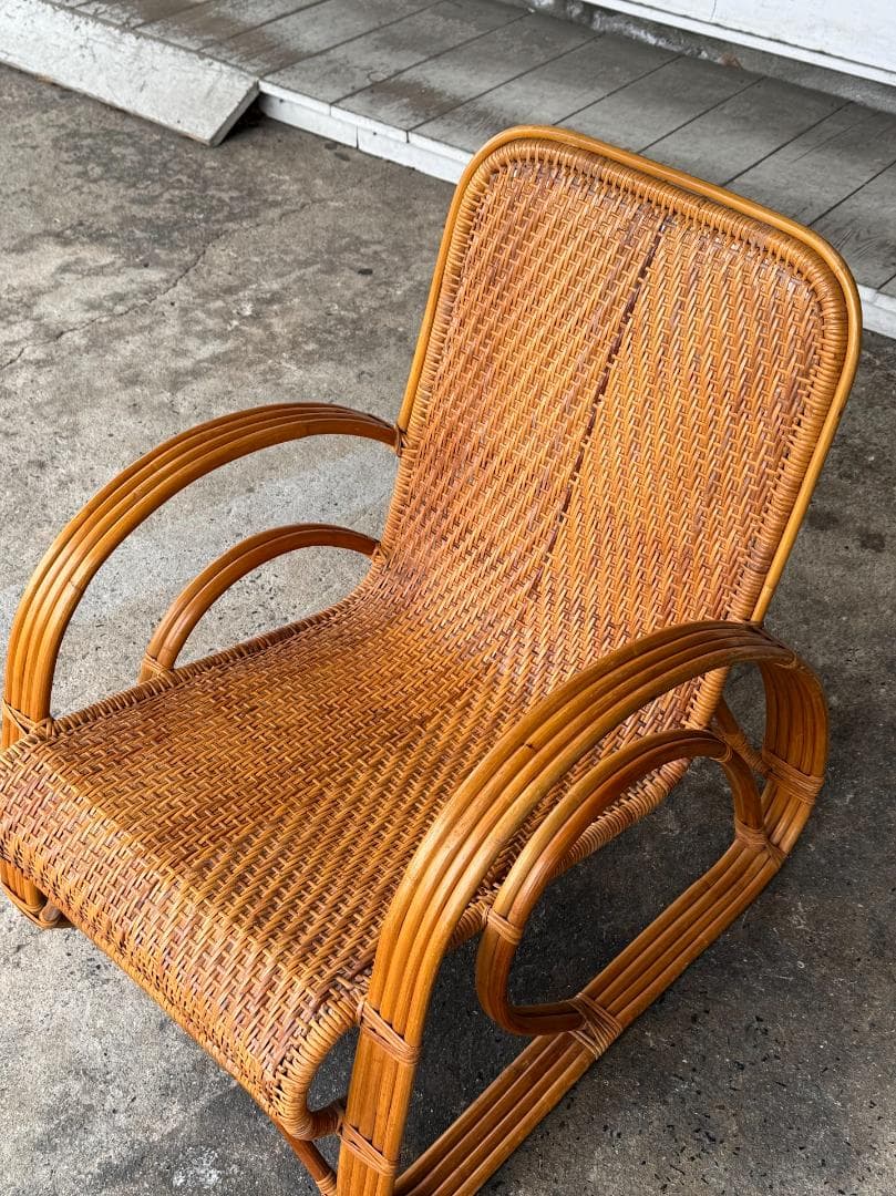 ラタンラウンジチェア_A　ヴィンテージ　北欧　アンティーク　パーソナルチェア