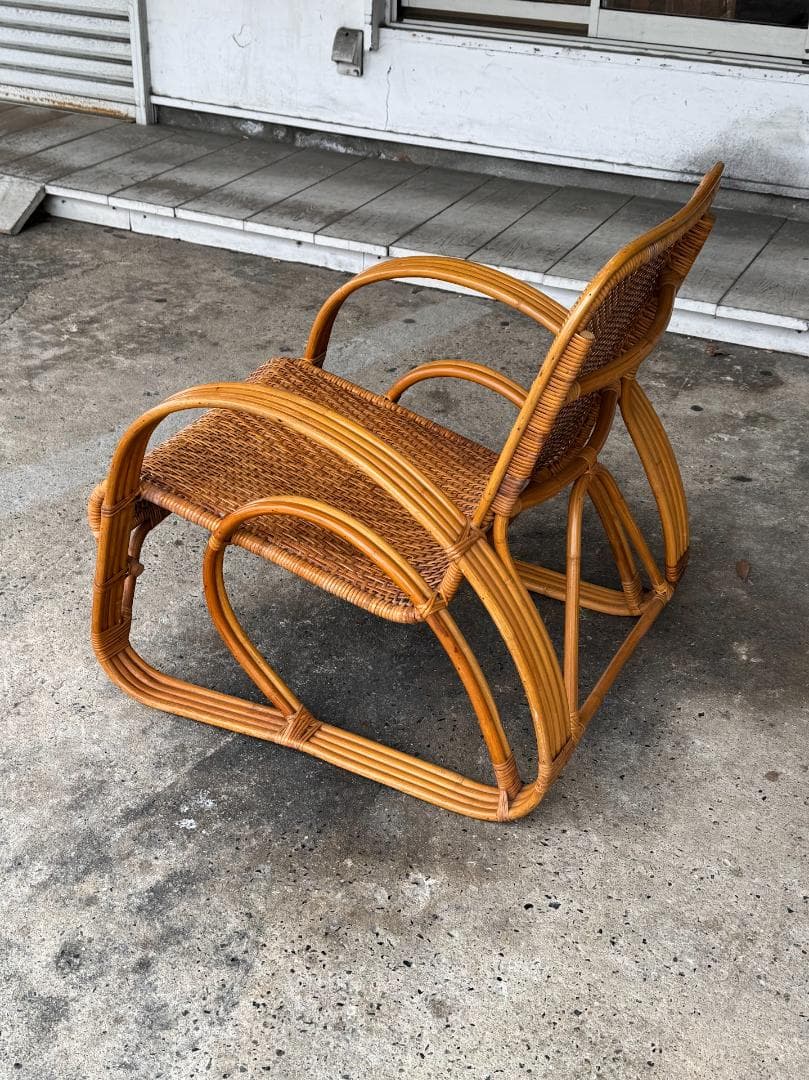 ラタンラウンジチェア_A　ヴィンテージ　北欧　アンティーク　パーソナルチェア