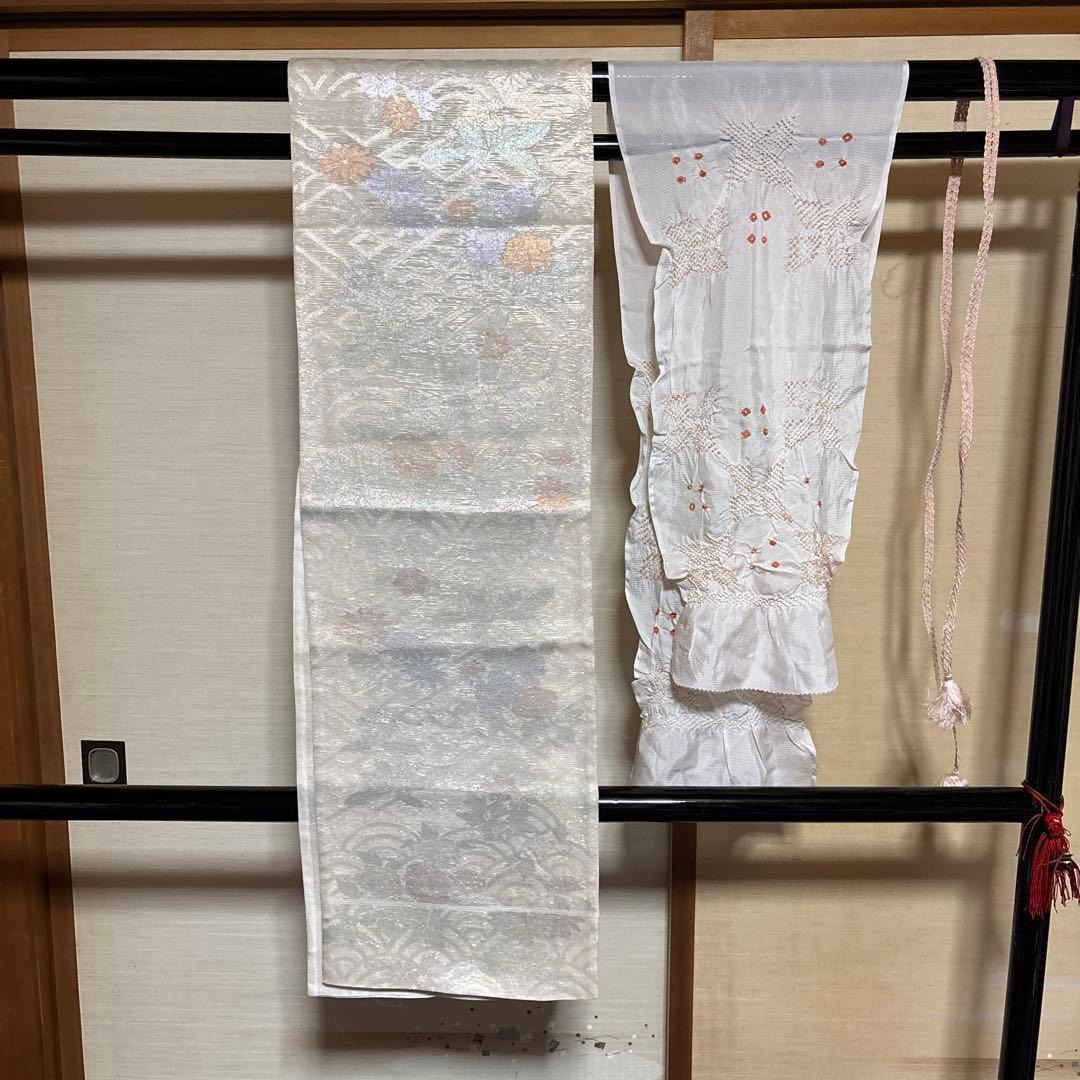 く*ん様 美品　正絹 絽 友禅　訪問着 フルセット ４点 夏帯＋夏帯締め＋夏帯揚