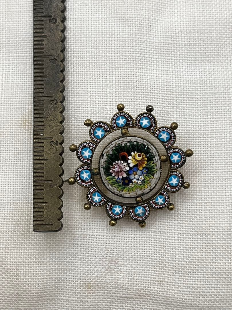 イタリアヴィンテージ マイクロモザイクブローチ ブルー 星⭐︎