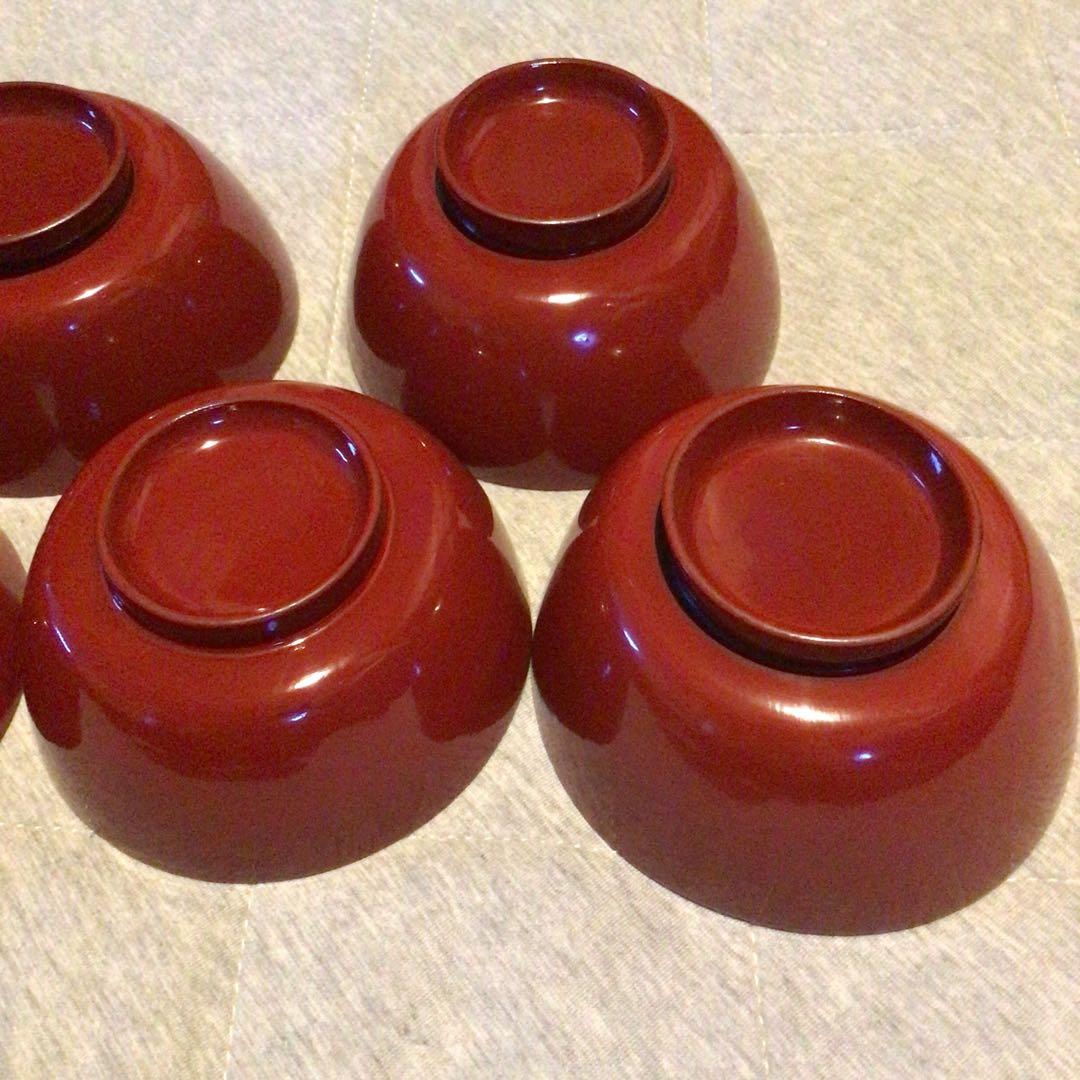 赤漆塗　底厚　お椀色々　蔵から発見　昭和初期　大正　明治　レトロ品！希少！
