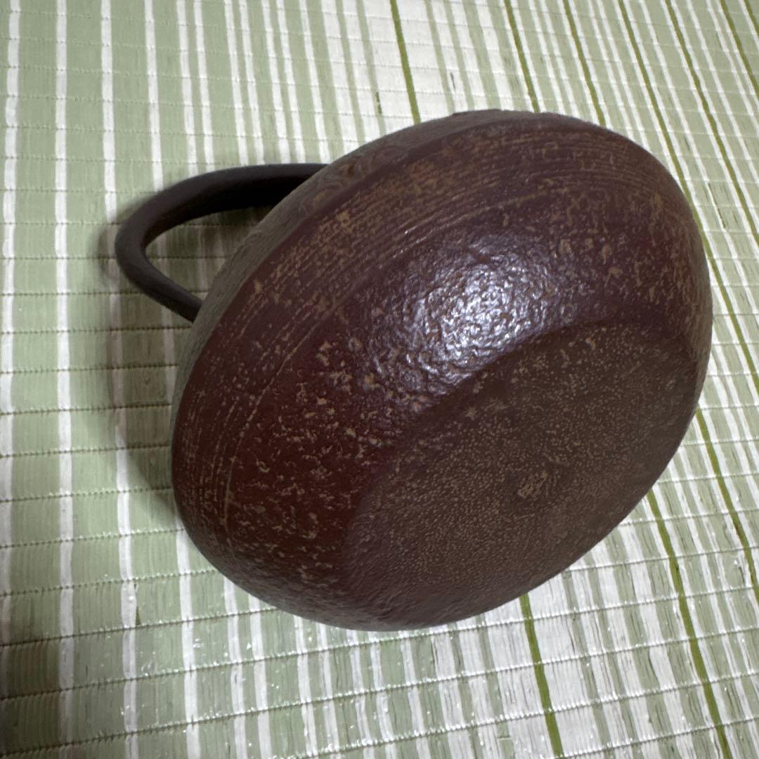 岩手県奥州　水沢幸工芸　名工 佐藤勝久造 南部鉄瓶　丸平型 糸目波文　骨董品