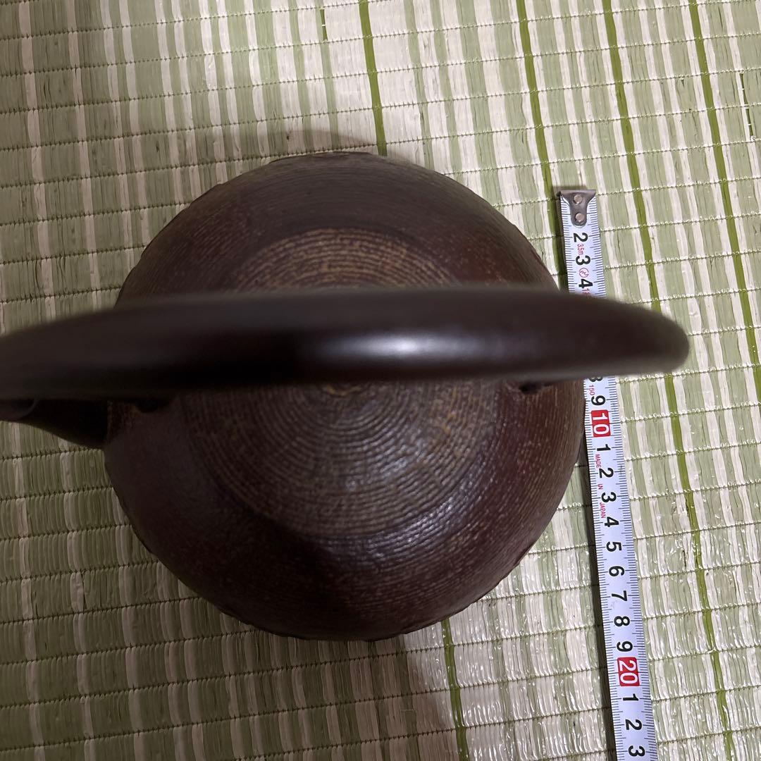 岩手県奥州　水沢幸工芸　名工 佐藤勝久造 南部鉄瓶　丸平型 糸目波文　骨董品