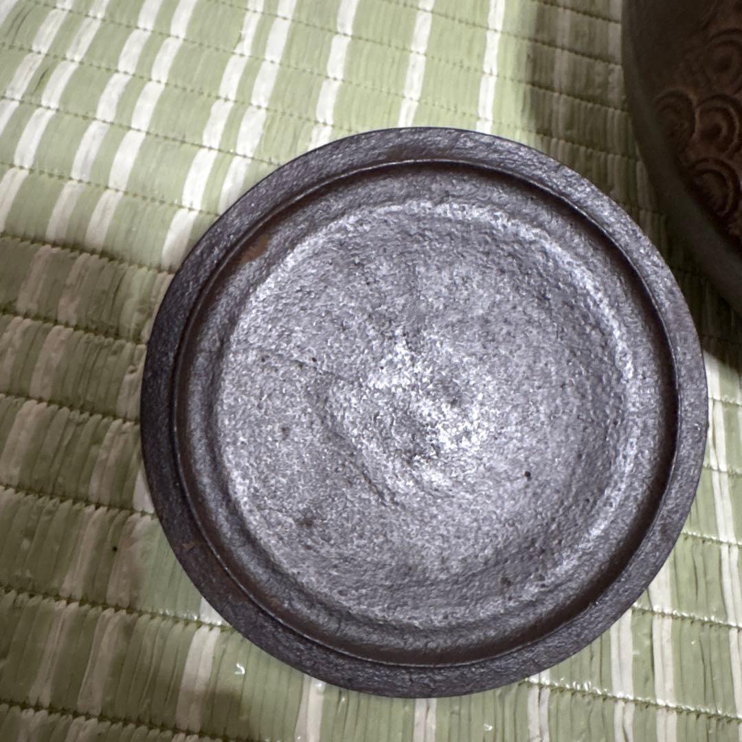 岩手県奥州　水沢幸工芸　名工 佐藤勝久造 南部鉄瓶　丸平型 糸目波文　骨董品