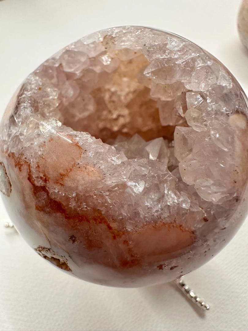 高品質　ピンクアメジスト　ブルーアゲート　水晶　笑口　スフィア