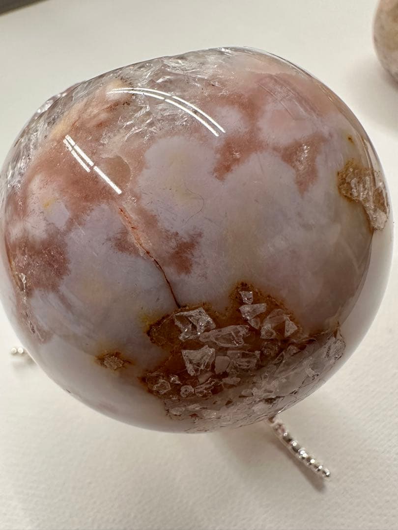 高品質　ピンクアメジスト　ブルーアゲート　水晶　笑口　スフィア