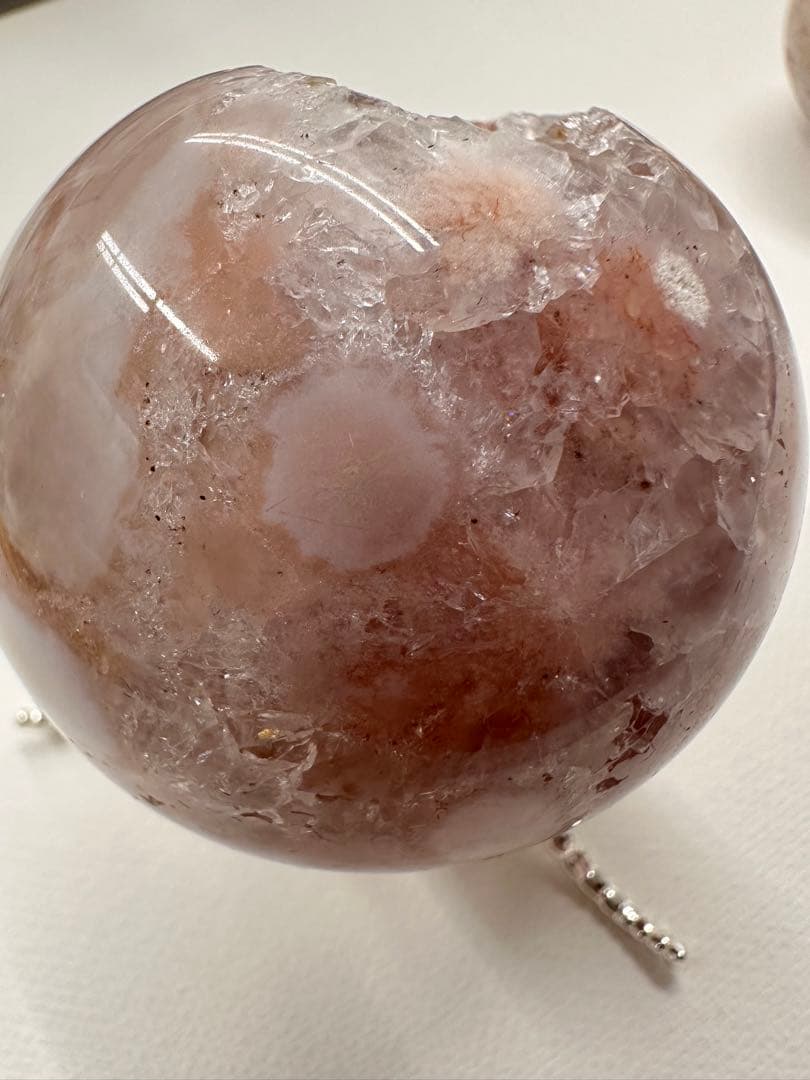 高品質　ピンクアメジスト　ブルーアゲート　水晶　笑口　スフィア