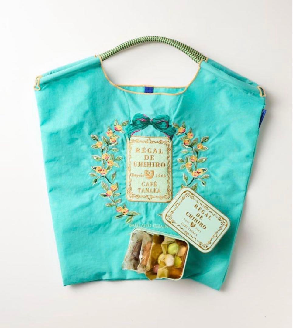 カフェタナカ　ボールアンドチェーン　コラボバッグ　クッキー缶付き　グリーン