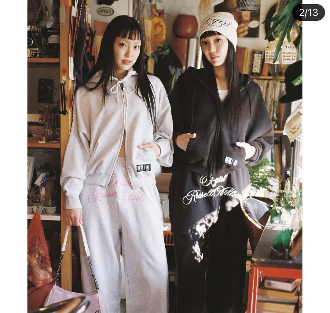 X-girl × Russell SCRIPT SWEAT スウェット　パーカー