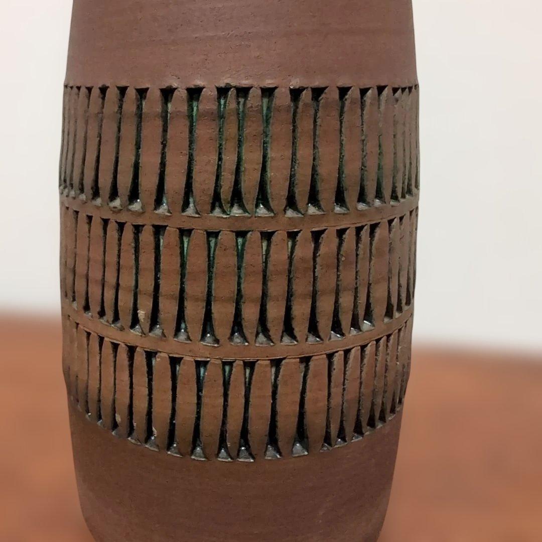 北欧ヴィンテージ/トーマス•アナグリウス 陶器の花瓶 ブラウン