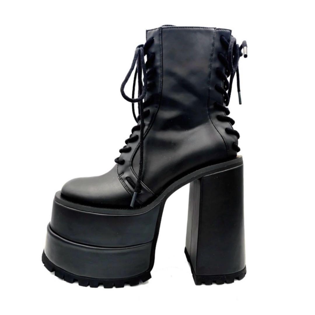 CharlaTedrick【美品】厚底編み上げブーツレースアップブーツゴスロリ