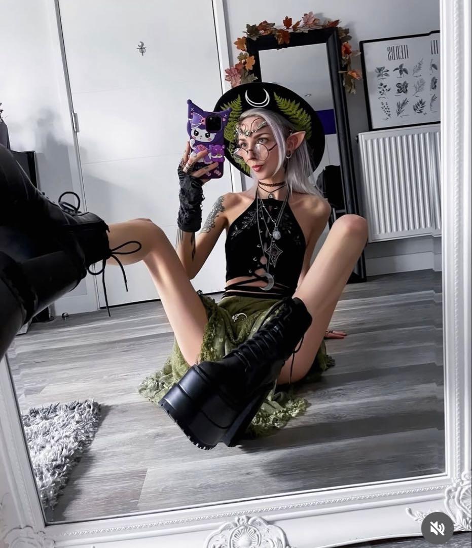 CharlaTedrick【美品】厚底編み上げブーツレースアップブーツゴスロリ