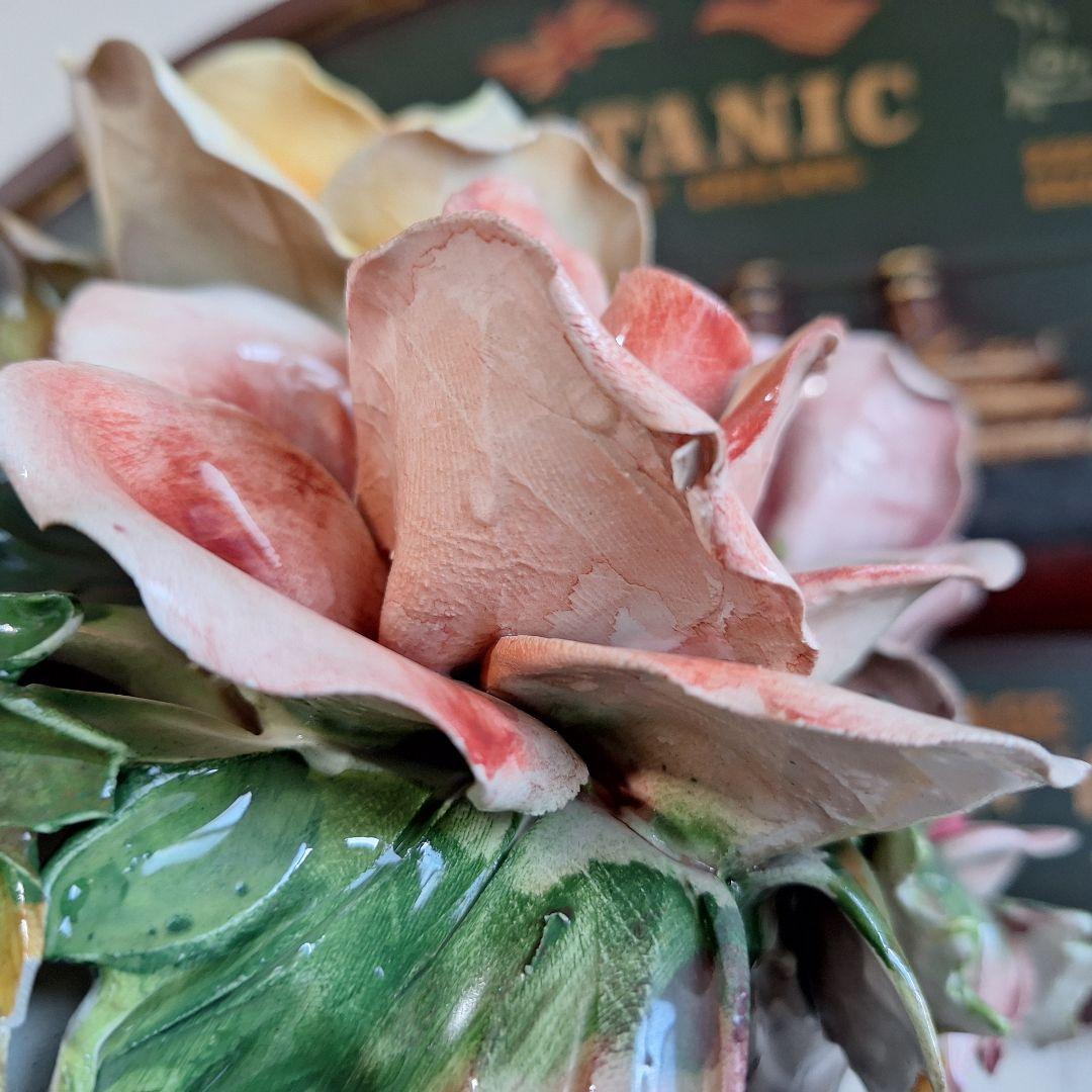 イタリア製 輸入雑貨 カポディモンテ焼き 磁花 ローズ リビングスタジオ