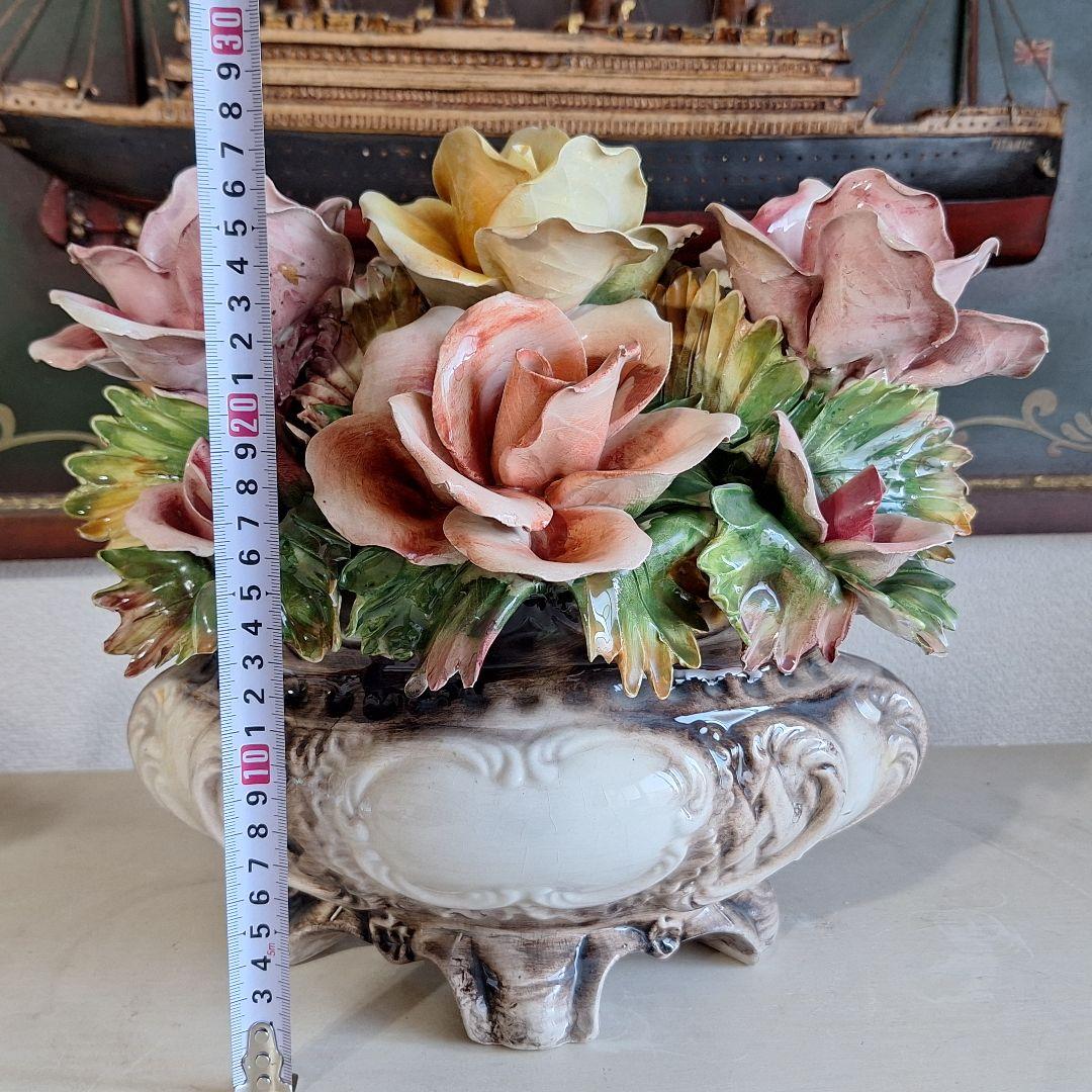 イタリア製 輸入雑貨 カポディモンテ焼き 磁花 ローズ リビングスタジオ