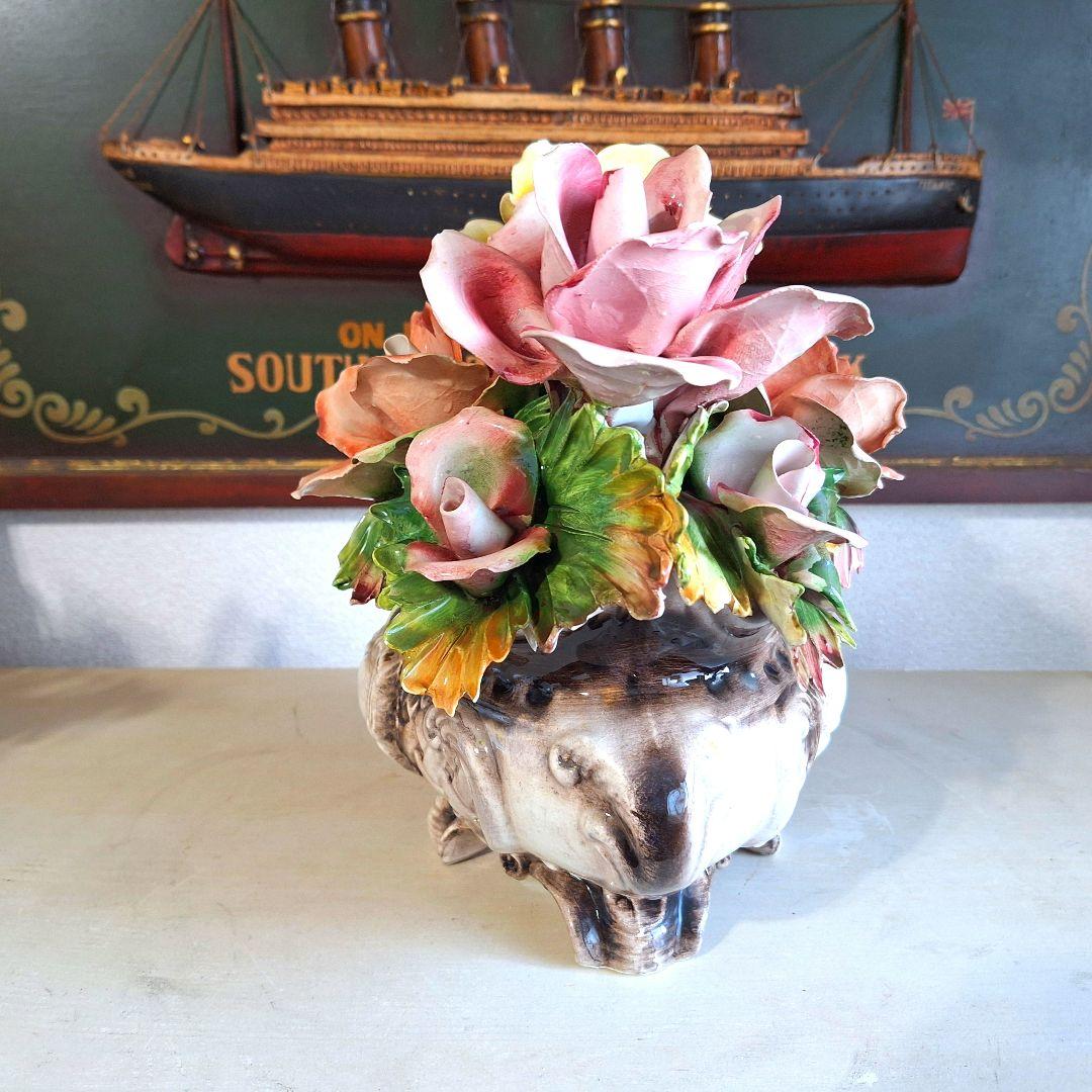 イタリア製 輸入雑貨 カポディモンテ焼き 磁花 ローズ リビングスタジオ