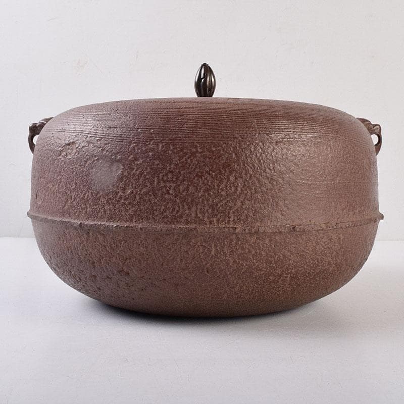 煎茶道具　佐藤浄清作　了々斎好　刷毛目　風炉釜　鉄釜　共布共箱　M　R9052H