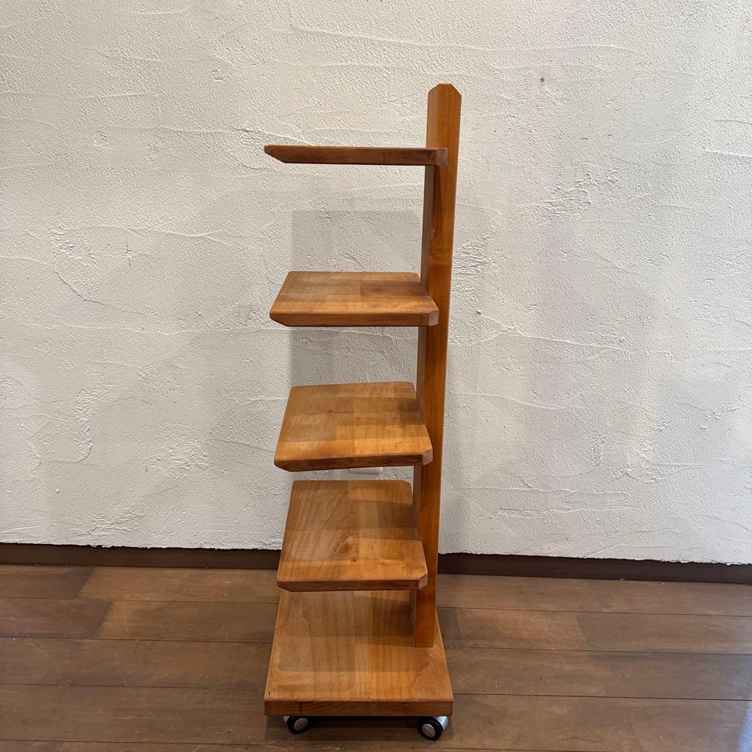 キャスター付きフリーラック 5段 ブラックチェリー無垢