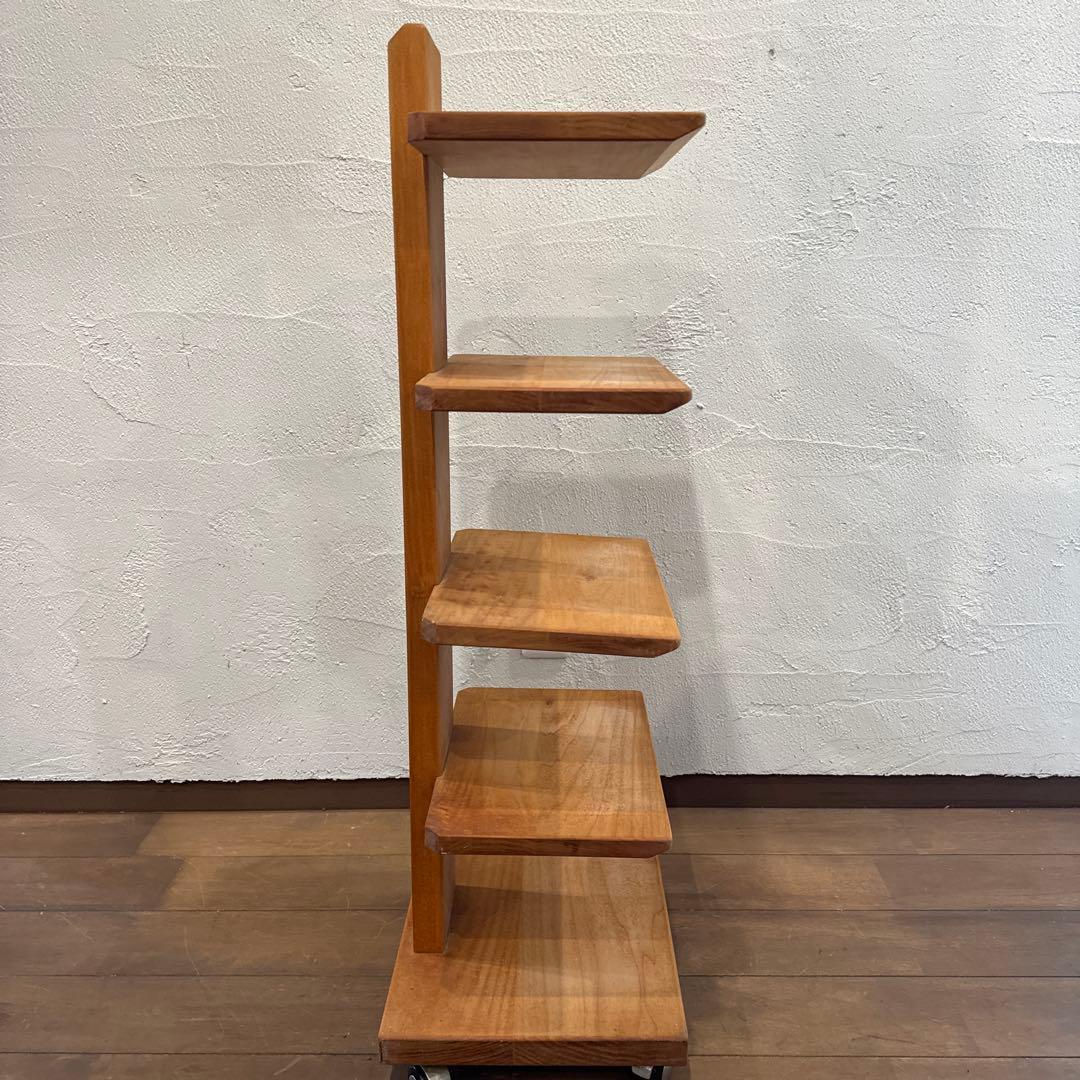 キャスター付きフリーラック 5段 ブラックチェリー無垢