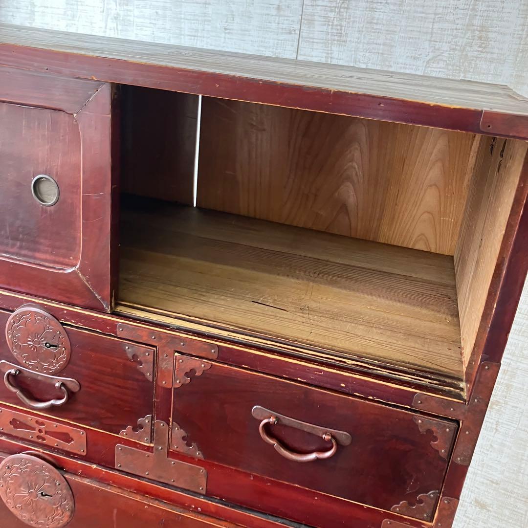 昭和レトロ 古家具 仙台箪笥 3分割 7段 引き出し箪笥 時代箪笥 古民家