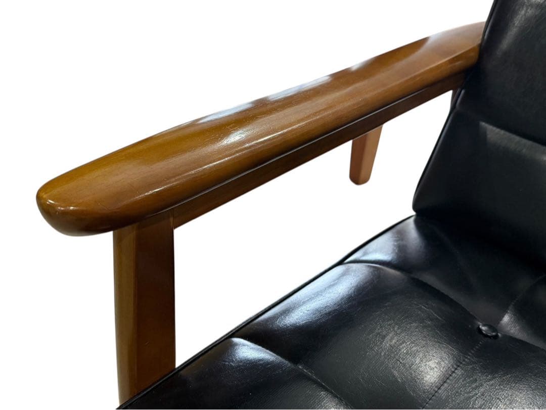 ◯①カリモク60 Kチェア 2シーター 2人掛け ブラック レザー ソファのみ