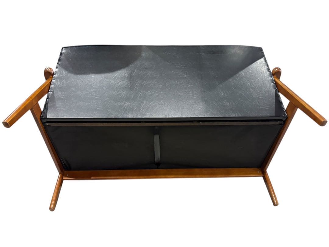 ◯①カリモク60 Kチェア 2シーター 2人掛け ブラック レザー ソファのみ