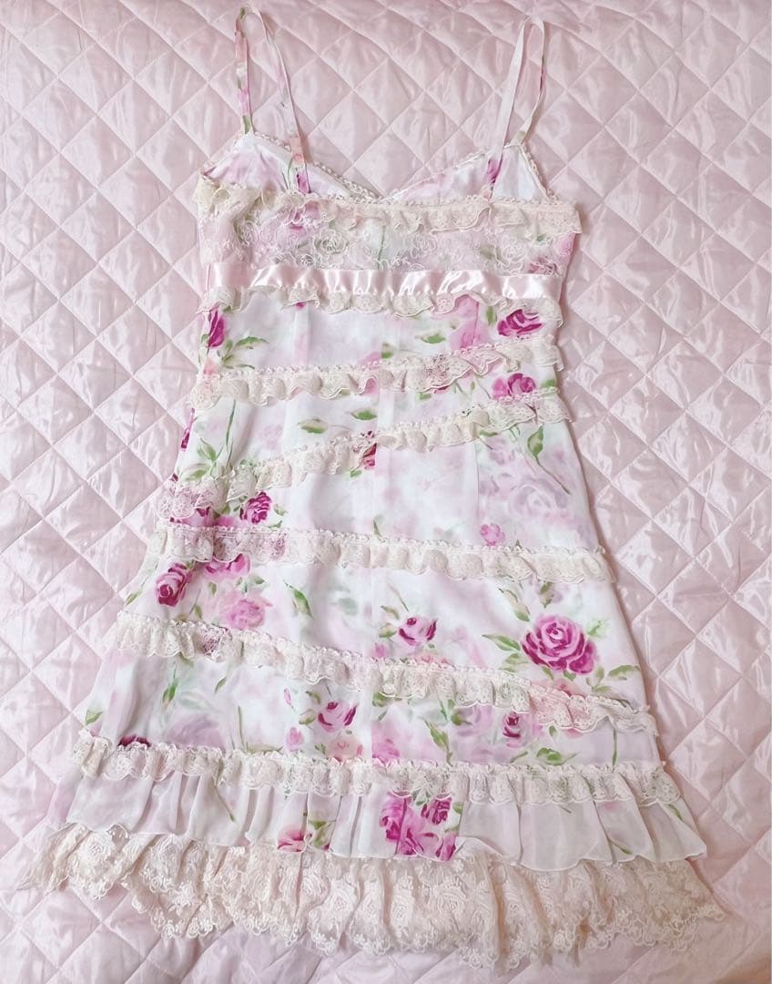 【美品】ジーザスディアマンテ　復活ぼかし薔薇柄　お嫁ワンピース　42