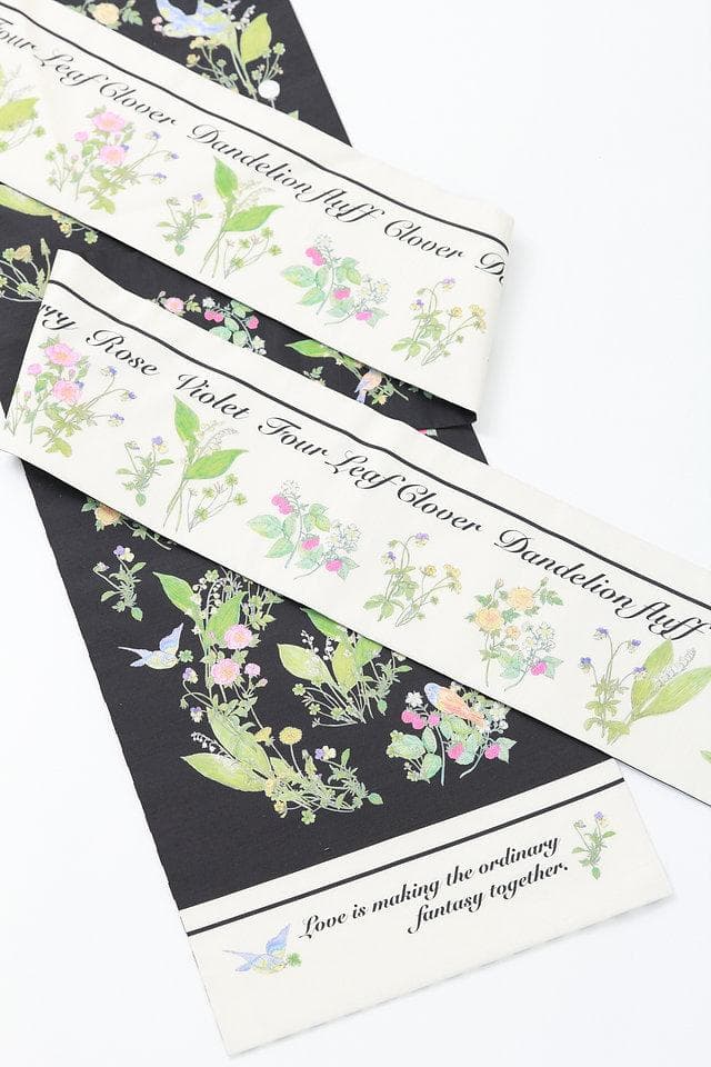 マームMarMu ブルームバードbloom bird 名古屋帯 花柄 黒色