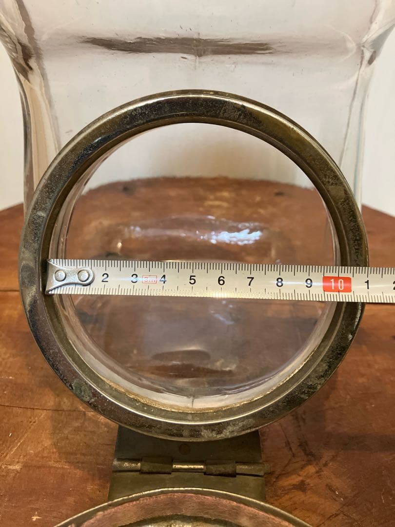 ◆◆専用◆◆ 古い時代の真鍮開閉蓋付きの煙草陳列用ガラス瓶