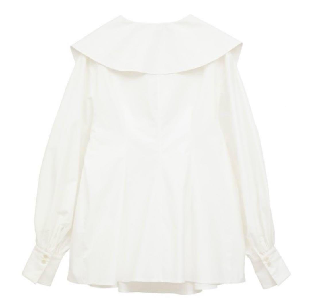 CLANE BIG COLLAR DRAWSTRING BLOUSE ホワイト2
